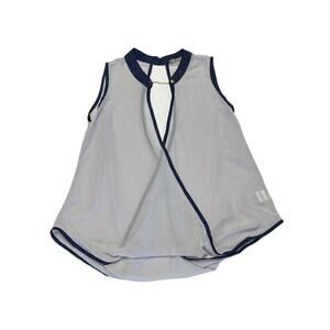 Finn & Clover Women's Gray Blue Sleeveless Keyhole Top - S